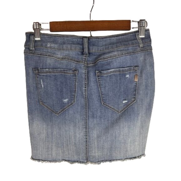 1822 Denim Womens Mini Denim Jean Skirt Medium Blue Distressed Ripped Grunge - Picture 7 of 12
